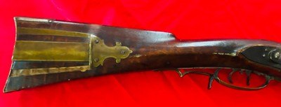 JCSH GOLCHER CAP AND BALL RIFLE. Rare 60 caliber, set trigger, custom sight adjustment custom brass work - Image 3 of 15