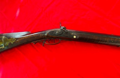 JCSH GOLCHER CAP AND BALL RIFLE. Rare 60 caliber, set trigger, custom sight adjustment custom brass work - Image 4 of 15