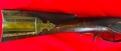 JCSH GOLCHER CAP AND BALL RIFLE. Rare 60 caliber, set trigger, custom sight adjustment custom brass work - Image 11 of 15