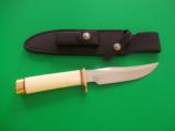 ASTONISHING IVORY-HANDLED RANDALL MODEL LITTLE BEAR BOWIE-BRASS HARDWARE-RARE SQUARE FLAT SINGLE BRASS GUARD--MUSEUM GRADE KNIFE-STUNNING - 2 of 3