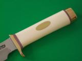 ASTONISHING IVORY-HANDLED RANDALL MODEL LITTLE BEAR BOWIE-BRASS HARDWARE-RARE SQUARE FLAT SINGLE BRASS GUARD--MUSEUM GRADE KNIFE-STUNNING - 3 of 3