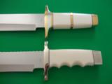 HAROLD CORBY'S MASTERPIECE " YENZER " BOWIES-ONE-OF-A-KIND-SET- AS SEEN IN 1973 &1982 BOOK- IVORY HANDLES-ASTONISHING ! - 5 of 8