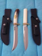 LOT OF TWO EXQUISITE RANDALL KNIVES: # 4-7" BIG GAME & SKINNER- # 5-7" CAMP & TRAIL KNIFE-BRASS FITTINGS-STAG-IVORY-MUSEUM PIECES-THE BEST! - 1 of 15