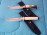 LOT OF TWO EXQUISITE RANDALL KNIVES: # 4-7" BIG GAME & SKINNER- # 5-7" CAMP & TRAIL KNIFE-BRASS FITTINGS-STAG-IVORY-MUSEUM PIECES-THE BEST! - 15 of 15