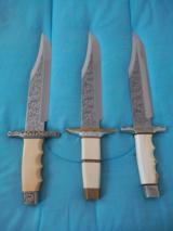 LOT OF 3 "YENZER" BOWIES BY MASTER CRAFTSMAN HAROLD CORBY-ENGRAVED BY CORBY-RON SKAGGS & DONNIE DAVIS-BEST OF THE VERY BEST OUT THERE! - 4 of 15