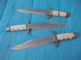 LOT OF 3 "YENZER" BOWIES BY MASTER CRAFTSMAN HAROLD CORBY-ENGRAVED BY CORBY-RON SKAGGS & DONNIE DAVIS-BEST OF THE VERY BEST OUT THERE! - 1 of 15