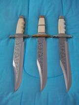 LOT OF 3 "YENZER" BOWIES BY MASTER CRAFTSMAN HAROLD CORBY-ENGRAVED BY CORBY-RON SKAGGS & DONNIE DAVIS-BEST OF THE VERY BEST OUT THERE! - 5 of 15