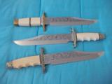 LOT OF 3 "YENZER" BOWIES BY MASTER CRAFTSMAN HAROLD CORBY-ENGRAVED BY CORBY-RON SKAGGS & DONNIE DAVIS-BEST OF THE VERY BEST OUT THERE! - 2 of 15
