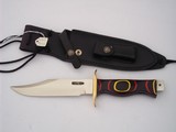 RANDALL SPECIAL WAYNE BUXTON FIGHTER LOW SERIAL # 295 CUSTOM HANDLE BLACK/RED/YELLOW MICARTA RARE SIGNED SCABBARD A BEAUTY! - 10 of 10
