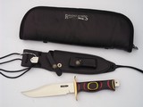 RANDALL SPECIAL WAYNE BUXTON FIGHTER LOW SERIAL # 295 CUSTOM HANDLE BLACK/RED/YELLOW MICARTA RARE SIGNED SCABBARD A BEAUTY! - 1 of 10