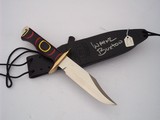 RANDALL SPECIAL WAYNE BUXTON FIGHTER LOW SERIAL # 295 CUSTOM HANDLE BLACK/RED/YELLOW MICARTA RARE SIGNED SCABBARD A BEAUTY! - 7 of 10