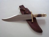 RANDALL MODEL # 12-11" SMITHSONIAN BOWIE BRASS HARDWARE, INDIA STAG HANDLE ORIGINAL H.H. HEISER BROWN LEATHER SCABBARD 1955 A RARITY IN TODAY' - 2 of 12