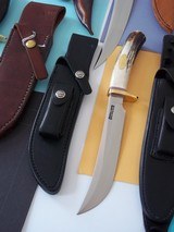 Randall Model # 4-7" Big Game and Skinner, single brass guard, selected India Sambar stag handle, black leather scabbard - 1 of 5