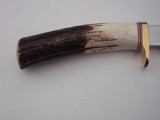 Randall Model # 4-7" Big Game and Skinner, single brass guard, selected India Sambar stag handle, black leather scabbard - 4 of 5