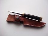 Jean Tanazacq Model "ROCROY" Black Micarta Handle, Brass Single Guard, Brown Leather Scabbard-General Purpose Knife - 7 of 9