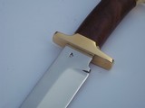 Jean Tanazacq TRONCAY1 walnut handle, solid single brass guard, matching brass butt cap heavy-duty brown leather scabbard-unsurpassed knife a beauty! - 13 of 15