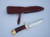 Jean Tanazacq TRONCAY1 walnut handle, solid single brass guard, matching brass butt cap heavy-duty brown leather scabbard-unsurpassed knife a beauty! - 7 of 15