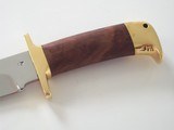 Jean Tanazacq TRONCAY1 walnut handle, solid single brass guard, matching brass butt cap heavy-duty brown leather scabbard-unsurpassed knife a beauty! - 6 of 15