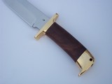 Jean Tanazacq TRONCAY1 walnut handle, solid single brass guard, matching brass butt cap heavy-duty brown leather scabbard-unsurpassed knife a beauty! - 9 of 15