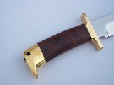 Jean Tanazacq TRONCAY1 walnut handle, solid single brass guard, matching brass butt cap heavy-duty brown leather scabbard-unsurpassed knife a beauty! - 8 of 15