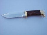 JEAN TANAZACQ MODEL TRONCAY IV HANDMADE KNIFE WALNUT HANDLE SOLID BRASS GUARD AND BUTT CAP A BEAUTY! - 4 of 8