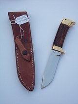 JEAN TANAZACQ MODEL TRONCAY IV HANDMADE KNIFE WALNUT HANDLE SOLID BRASS GUARD AND BUTT CAP A BEAUTY! - 2 of 8