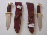 JEAN TANAZACQ MODELS TRONCAY 2-TRONCAY 4-TRONCAY 6-MATCHING WALNUT HANDLES, SOLID SINGLE BRASS GUARD AND BUTT CAP-ASTONISHING KNIVES! - 1 of 10