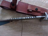 JEAN TANAZACQ VINTAGE "BAVI 2" CUSTOM SURVIVAL KNIFE LEATHER HANDLE WITH DEEP GROOVES BRASS HARDWARE SELDOM SEEN A RARITY TODAY! - 8 of 11