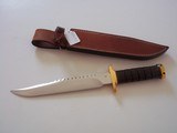 JEAN TANAZACQ VINTAGE "BAVI 2" CUSTOM SURVIVAL KNIFE LEATHER HANDLE WITH DEEP GROOVES BRASS HARDWARE SELDOM SEEN A RARITY TODAY! - 4 of 11