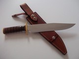 JEAN TANAZACQ " WARRIOR'S BLADE" LEATHER WASHERS HANDLE WITH DEEP GROOVES BRASS HARDWARE ULTIMATE FIGHTING/SURVIVAL KNIFE! - 2 of 11
