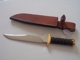 JEAN TANAZACQ VINTAGE RARE MODEL BAVI 1-LEATHER WASHERS HANDLE, BRASS DOUBLE GUARD, BRASS BUTT CAP--A MIGHTY KNIFE! - 9 of 9