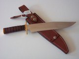 JEAN TANAZACQ ULTIMATE FIGHTING KNIFE ONE-OF-A -KIND BRASS HARDWARE LEATHER WASHERS HANDLE WITH DEEP GROOVES A MIGHTY MODEL! - 2 of 10