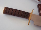 JEAN TANAZACQ ULTIMATE FIGHTING KNIFE ONE-OF-A -KIND BRASS HARDWARE LEATHER WASHERS HANDLE WITH DEEP GROOVES A MIGHTY MODEL! - 6 of 10