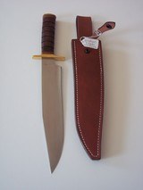 JEAN TANAZACQ ULTIMATE FIGHTING KNIFE ONE-OF-A -KIND BRASS HARDWARE LEATHER WASHERS HANDLE WITH DEEP GROOVES A MIGHTY MODEL! - 5 of 10