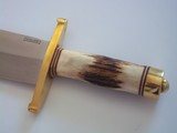 RANDALL #12-11" HEAVY SMITHSONIAN BOWIE INDIA STAG HANDLE H.H.HEISER ORIGINAL SCABBARD W/STONE FROM THE 50'S A SCARCITY! - 13 of 15