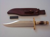 RANDALL #12-11" HEAVY SMITHSONIAN BOWIE INDIA STAG HANDLE H.H.HEISER ORIGINAL SCABBARD W/STONE FROM THE 50'S A SCARCITY! - 1 of 14