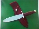 WILLIAM F. "BILL" MORAN,Jr. RIO GRANDE CAMP KNIFE 1967 MACASSAR EBONY HANDLE BRASS HARDWARE ORIGINAL LEATHER SCABBARD - 1 of 5