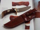 WILLIAM F. "BILL" MORAN,Jr. CAMP/SKINNING MODEL M-12 MADE IN 1962 ORIGINAL SIGNED SCABBARD BY MORAN CURLY MAPLE HANDLE Ni-Ag SHIELD - 4 of 5