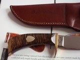 WILLIAM F. "BILL" MORAN,Jr. CAMP/SKINNING MODEL M-12 MADE IN 1962 ORIGINAL SIGNED SCABBARD BY MORAN CURLY MAPLE HANDLE Ni-Ag SHIELD - 3 of 5