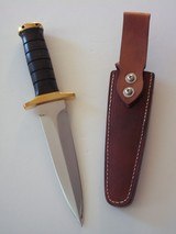 JEAN TANAZACQ BIG GAME BOW HUNTER BLACK MICARTA HANDLE BRASS FITTINGS- A MIGHTY KNIFE-1 OF-A-KIND- A SCARCITY - 2 of 10