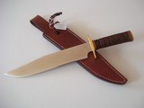 JEAN TANAZACQ ULTIMATE WARRIOR'S BLADE/FIGHTING MODEL-LEATHER WASHERS HANDLE BRASS FITTING- A MIGHTY KNIFE! - 3 of 12