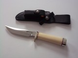 Randall Model # 3-5" Hunter Ni-Ag Single guard, matching Ni-Ag Butt Cap, Ivorite Handle, Black Leather Scabbard, Breathtaking Knife From The Shop - 1 of 8