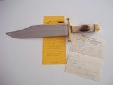 RANDALL #12-11" HEAVY SMITHSONIAN BOWIE INDIA STAG HANDLE H.H.HEISER SCABBARD W/STONE FROM THE EARLY 50'S A SCARCITY! - 10 of 13