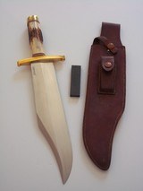 RANDALL #12-11" HEAVY SMITHSONIAN BOWIE INDIA STAG HANDLE H.H.HEISER SCABBARD W/STONE FROM THE EARLY 50'S A SCARCITY! - 4 of 13