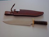 JEAN TANAZACQ ULTIMATE WARRIOR'S BLADE/ PROTOTYPE FIGHTING MODEL-LEATHER WASHERS HANDLE BRASS FITTING- A MIGHTY KNIFE - 1 of 8