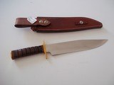 JEAN TANAZACQ ULTIMATE WARRIOR'S BLADE/ PROTOTYPE FIGHTING MODEL-LEATHER WASHERS HANDLE BRASS FITTING- A MIGHTY KNIFE - 2 of 8