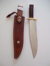 JEAN TANAZACQ ULTIMATE WARRIOR'S BLADE/ PROTOTYPE FIGHTING MODEL-LEATHER WASHERS HANDLE BRASS FITTING- A MIGHTY KNIFE - 5 of 8
