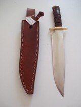 JEAN TANAZACQ ULTIMATE WARRIOR'S BLADE/ PROTOTYPE FIGHTING MODEL-LEATHER WASHERS HANDLE BRASS FITTING- A MIGHTY KNIFE - 6 of 8