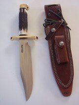 Randall Made Knives Model # 14-7/2" "ATTACK." CDT-Unique top concave cutting edge-Brass lugged guard-Stag-Crow's Beak brass butt c - 1 of 11
