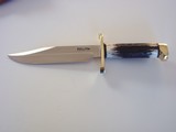 Randall Made Knives Model # 14-7/2" "ATTACK." CDT-Unique top concave cutting edge-Brass lugged guard-Stag-Crow's Beak brass butt c - 3 of 11